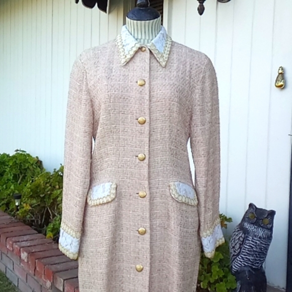 Young Woo Jackets & Blazers - Tailored Blush Tweed Gold Jacket
